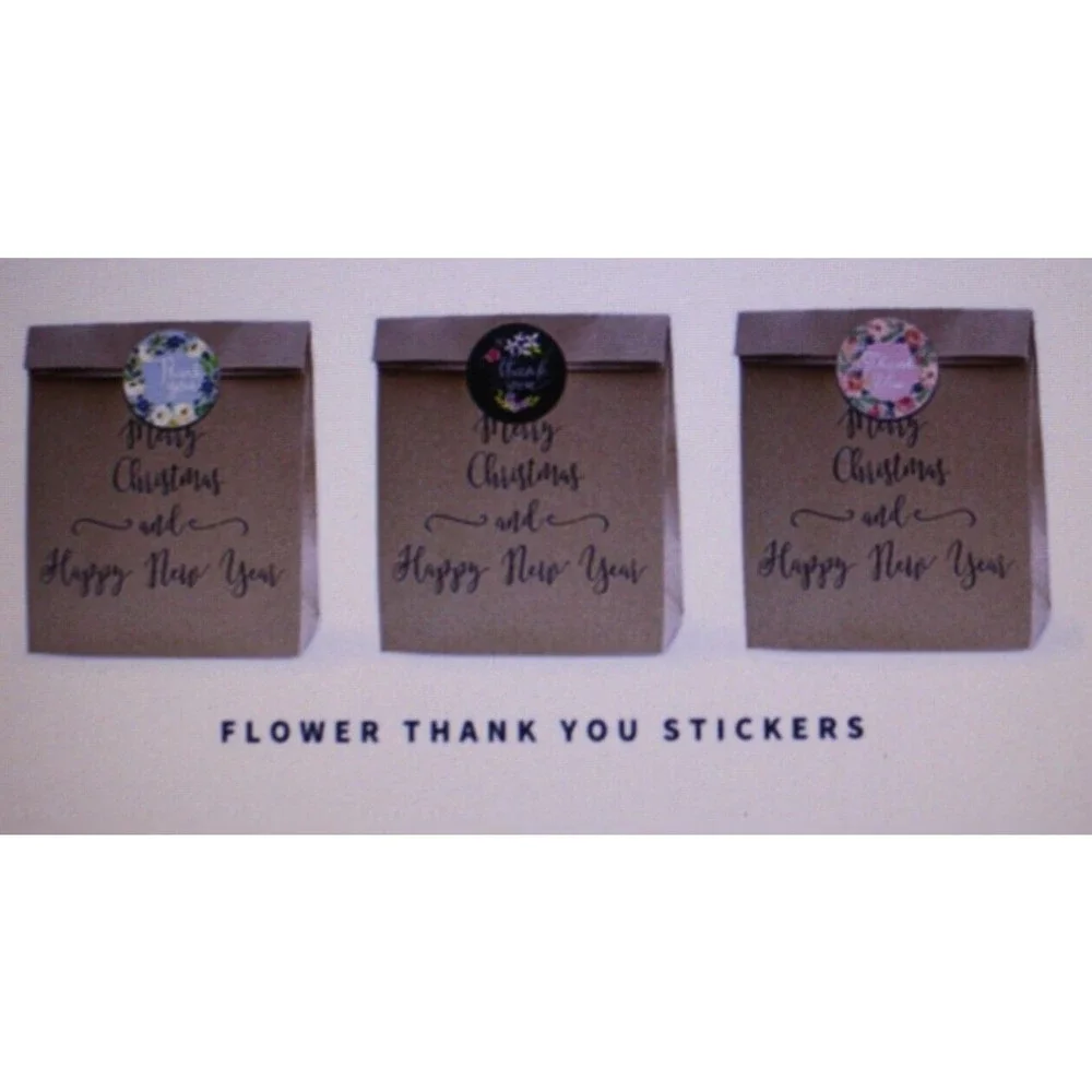 500 Pcs 1 inch Assorted Floral Thank You Stickers Round Sealing & Shipping NIP